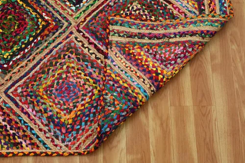 Vista 99 de Natural Jute Collection - Alfombra rectangular de 2 x 3 pies, alfombra de yute trenzada a cuadros multicolor de 0.27 pulgadas de grosor, ideal