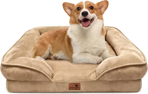Vista 31 de Spotted Play Cama ortopédica para perros con lados, sofá cama para perros pequeños, sofá cama de espuma de apoyo para mascotas con funda extraíble