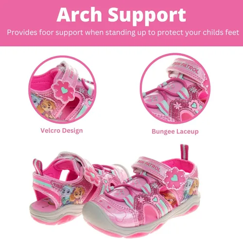 Vista 3 de Nickelodeon Skye Everest Beach - Zapatos iluminados de la Patrulla Canina para niñas, sandalias de verano, zapatos de agua para niños, correa