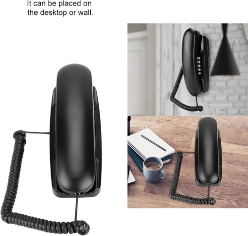 Vista 6 de Teléfono fijo del soporte de la pared sin identificación de llamadas Negro