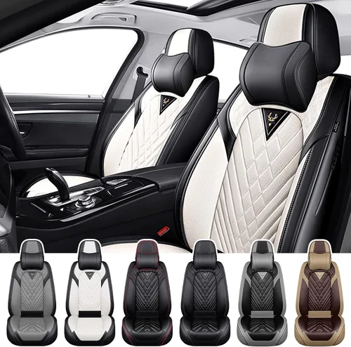 Vista 12 de Fundas de Asiento de Coche para Nissan Murano 2003-2026, Funda de Asiento Completa de Piel Nappa Impermeable, Protector de Asiento Automotriz Gris