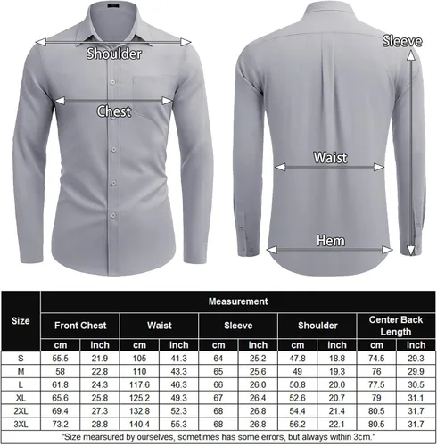Vista 6 de COOFANDY Camisa de manga larga con botones para hombre, casual, sin doblar, ajuste regular, Oxford