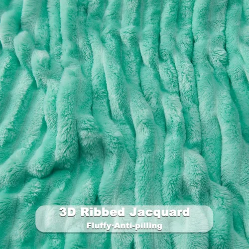 Vista 5 de NEWCOSPLAY Manta de Tiro Súper Suave Aqua Franela Sedosa Premium Forro Polar Jacquard Acanalado 3D Ligero Manta de Cama Uso en Todas las Estaciones