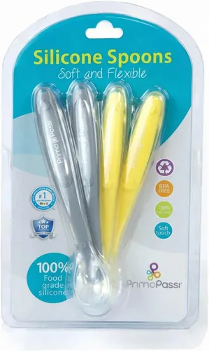 Vista 8 de Primo Passi Cucharas de silicona para bebés – Cucharas de entrenamiento de primera etapa de punta suave para bebés y niños pequeños, aptas