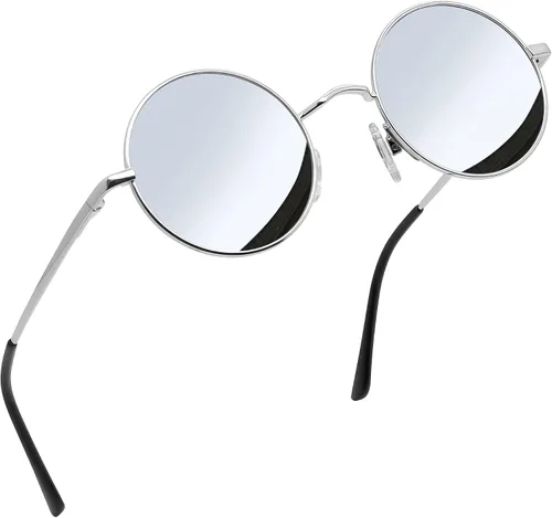 Vista 21 de Joopin - Anteojos de sol retro pequeños redondos hippie con círculo polarizado, protección UV400, metal, para hombres y mujeres