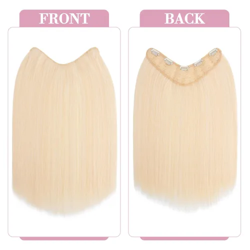 Vista 3 de S-noilite Extensiones de cabello de una pieza con clip, color rubio balayage de 18 pulgadas, en forma de U, extensiones de cabello de trama de una
