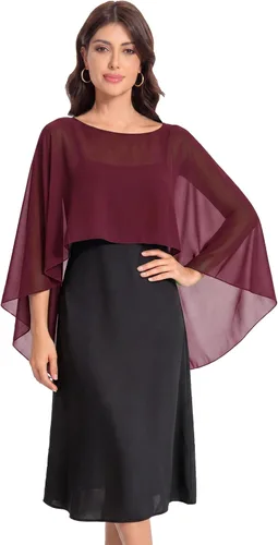 Vista 26 de Baoqiya Women's Shawls and Wraps for Evening Dresses Chiffon Cape verde ( Bean Green )
