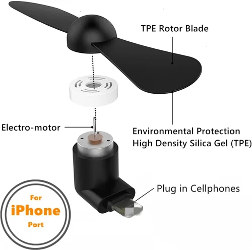 Vista 4 de Ventilador de teléfono celular para iPhone, compatible con iPhone 4/5/6/6S/7/8 Plus, X, XS Max, XR, 11/12/13/14 Mini Plus Pro Max SE 2/3,
