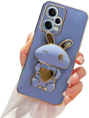 Vista 12 de Funda de silicona compatible con Redmi Note 12 Pro + con bonito soporte de conejo de dibujos animados para Redmi Note 12 Pro + delgado TPU
