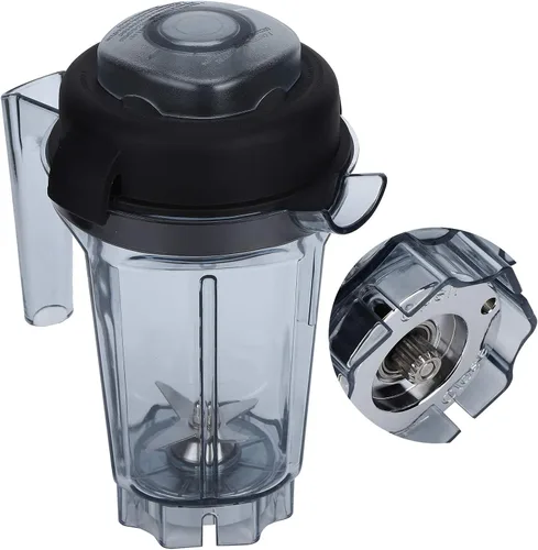 Vista 4 de Contenedor de licuadora de 32 onzas transparente con tapa de cuchilla, accesorios de repuesto para contenedor Vitamix compatible con máquinas