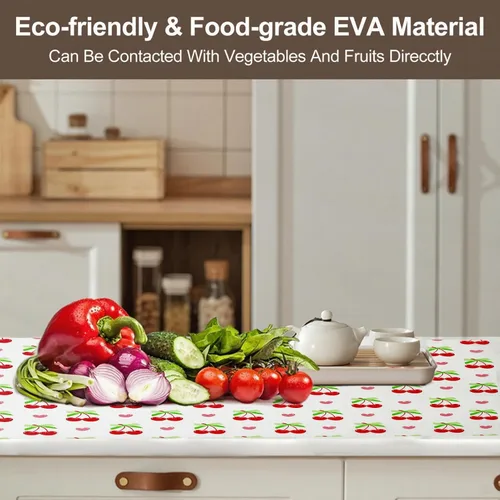 Vista 4 de Forro de Estante de Cereza para Gabinetes de Cocina - Forro de Cajón No Adhesivo, Forros Antideslizantes Lavables para Refrigerador para Estantes