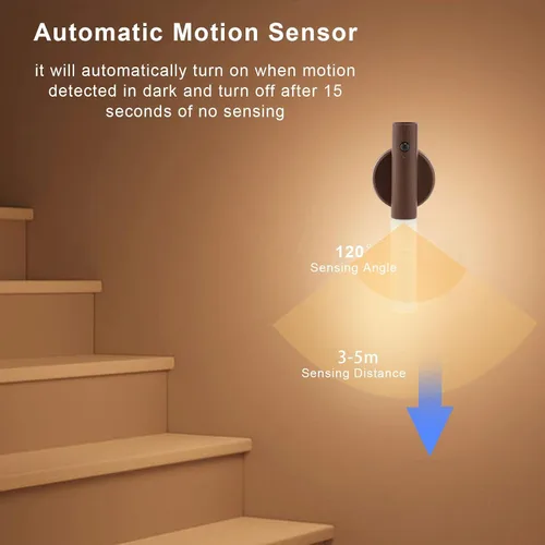 Vista 5 de LANDGOO Apliques magnéticos LED de pared, con sensor de movimiento automático, lámpara inalámbrica para montaje en pared, recargable, funciona