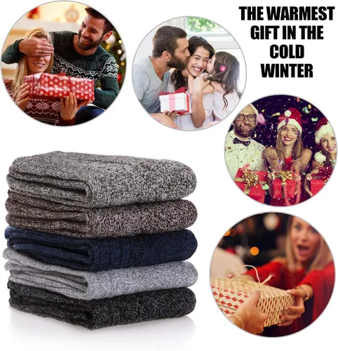 Vista 6 de MQELONG Womens 5 Pairs Soft Thick Comfort Casual Cotton Warm Wool Crew Winter Socks