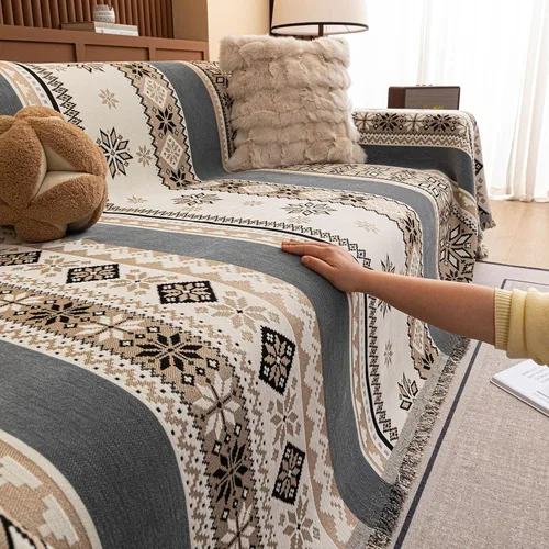 Vista 87 de ROOMLIFE Manta de sofá estilo azteca boho para sillones de 2/3 cojines, fundas de sofá lavables y antideslizantes aptas para mascotas, protector