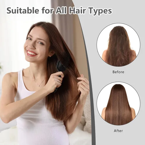 Vista 4 de Cepillo de pelo rizado, cepillo definidor de rizos, cepillo de pelo, flexible, mejora de rizos, reduce tirones (negro)