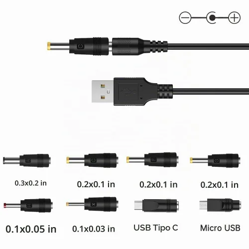 Vista 3 de LIANSUM Cable de alimentación USB a CC 5V, cable universal DC de 5.5x2.1mm con 8 conectores