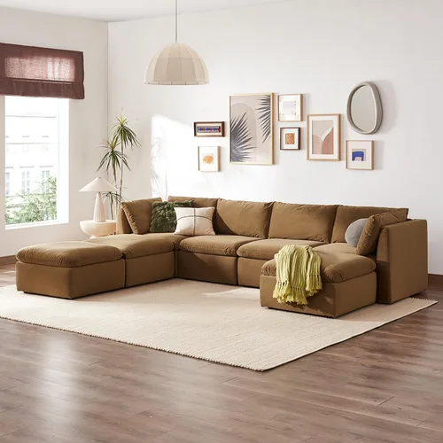 Vista 16 de mopio Sofá Seccional Modular de Gran Tamaño con Fundas Completamente Extraíbles y Almacenamiento, Convertible en Forma de U, en Forma de L