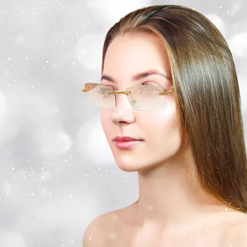 Vista 3 de Gafas de sol elegantes - Gafas de sol rectangulares sin marco sin montura para mujer - Gafas de moda