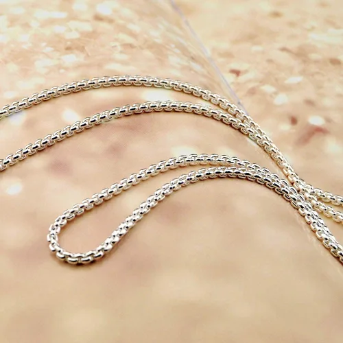 Vista 9 de Collar de plata de ley 925 maciza italiana para hombres y mujeres, 0.118 pulgadas, eslabones de Rolo cuadrados, cadena redonda, gargantilla