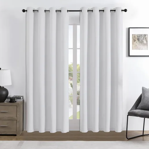 Vista 42 de Joydeco - Juego de 2 paneles de cortinas opacas de 63 pulgadas, 2 cortinas largas con aislamiento térmico burg, cortinas de oscurecimiento