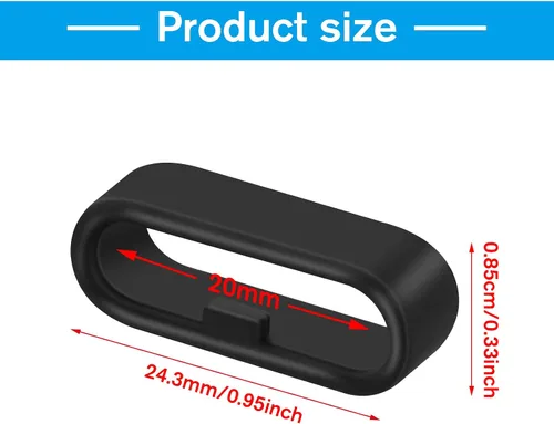 Vista 6 de Bucle para correa de reloj, anillos de silicona para reloj, 10 trabillas negras de repuesto para correa de reloj, piezas de anillos de sujeción
