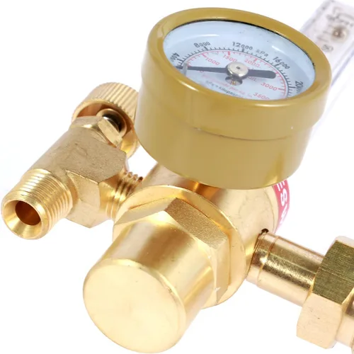 Vista 5 de HTP Argon CO2 Mig Tig Medidor de flujo 0-4000 PSI regulador de nitrógeno medidor de flujo 10-60CFH Regulador de argón ajustable Medidor de flujo