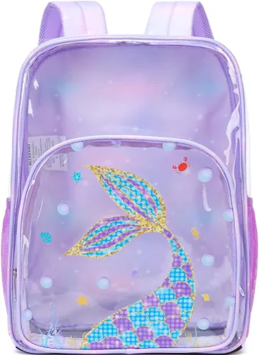 Vista 9 de BLUEFAIRY Mochila transparente, A-púrpura Cola, Sirena