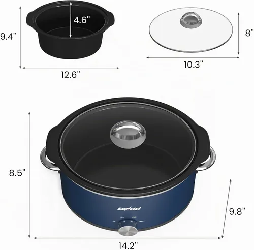 Vista 8 de Sunvivi Olla de cocción lenta de 3 cuartos de galón y mini calentador de alimentos con 3 ajustes de calefacción, olla de cerámica extraíble, tapa