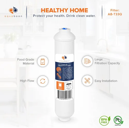 Vista 3 de Aquaboon Filtro de agua de carbón activado T33 - Filtro de agua en línea para refrigerador se adapta a línea de agua de 1/4 - Filtro para máquina