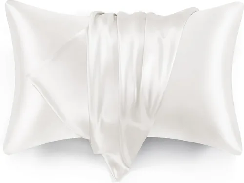 Vista 10 de Love's cabin Funda de almohada de satén para cabello y piel, similar a las fundas de almohada de seda, paquete de 2 fundas de almohada