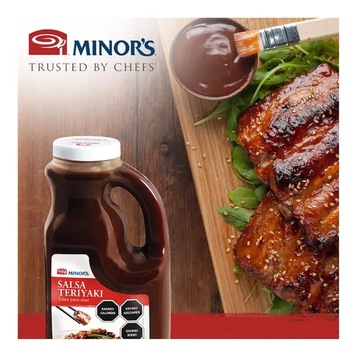Vista 5 de Minor's Salsa teriyaki y salteada, salsa barbacoa y adobo, botella a granel de 4 libras y 9.6 onzas (el embalaje puede variar) (paquete de 2)