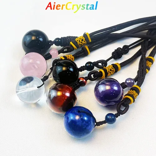 Vista 5 de Healing Crystals Necklace Lucky Blessing Protection Chakra Stone Pendant for Women Men Adjustable