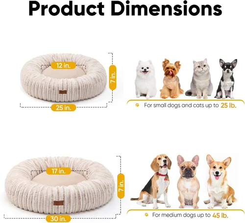 Vista 5 de FUKUMARU Cama para Perros, Camas Calmantes en Forma de Dona para Cachorros Ansiosos, Cama Moderna y Estética para Gatos con Estampado Degradado