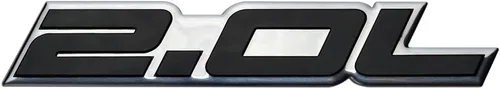 Vista 3 de Placa de identificación con emblema de aluminio real de plata altamente pulida, color negro en relieve de 2,0 litros
