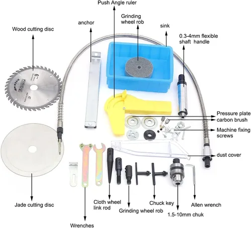 Vista 3 de Máquina de pulir de joyería de gemas multifuncionales, 110 V 750 W Mini sierras de mesa DIY joyería equipo lapidario Benchtop Buffer Rock Grinder