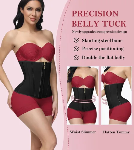 Vista 2 de SHAPSHE Entrenador de cintura para mujer, faja moldeadora de cintura con cremallera y control de abdomen, moldeador de cuerpo