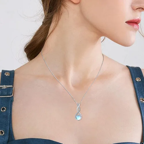 Vista 5 de Twoowl Collar de nudo celta de plata de ley 925 collar con colgante irlandés de buena suerte joyería de piedra lunar infinita regalos para mujeres