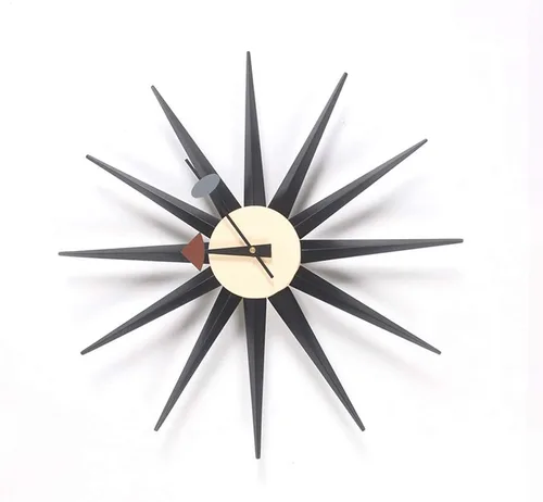 Vista 15 de SHISEDECO Reloj asterisco moderno en negro, sin tictac, diseño retro de mediados de siglo, reloj de cuarzo de pared silencioso decorativo