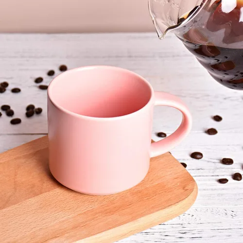 Vista 5 de Bosmarlin Taza de café de cerámica mate para oficina y hogar, 13 onzas, apta para lavavajillas y microondas (rosa, 1)