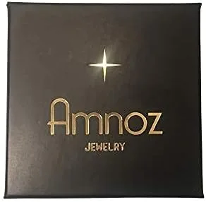 Vista 5 de Amnoz - Collar con colgante en forma de barra de oro blanco de 14 quilates sobre plata de ley con circonita cúbica