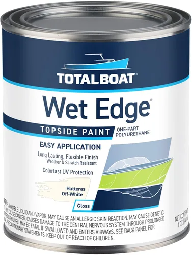 Vista 23 de TotalBoat Wet Edge Topside - Pintura marina con recubrimiento de poliuretano premium para barcos, vehículos recreativos, molduras exteriores, fibra