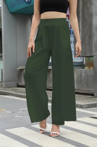 Vista 4 de SHINFY Pantalones palazzo elásticos de pierna ancha para mujer (S-3XL)