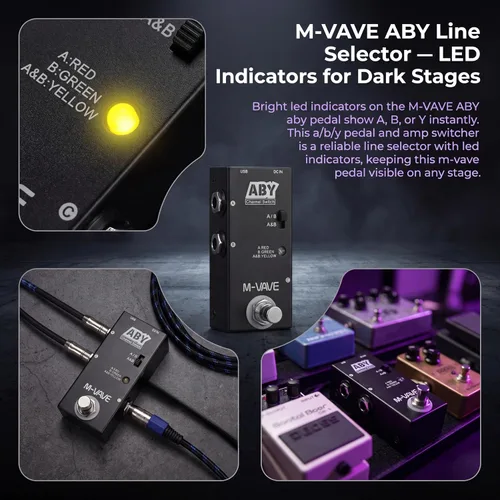 Vista 4 de M-VAVE MINI-UNIVERSE Mini Pedal de efectos de guitarra de reverberación, pedal de reverberación digital con 9 modos, True Bypass, mini reverberación