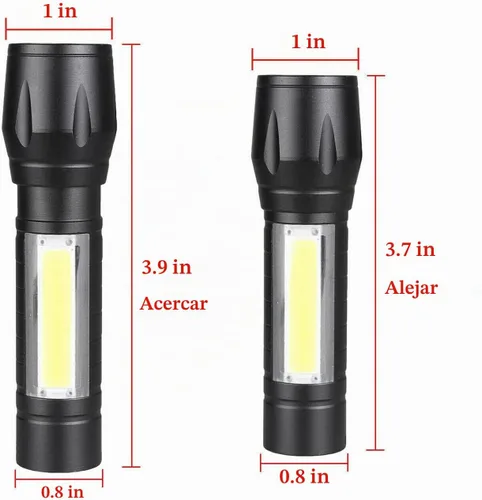 Vista 6 de CLEZGO - Linternas recargables de alto lumens LED, mini linterna recargable USB para el hogar, 3 modos de enfoque ajustable, linterna portátil