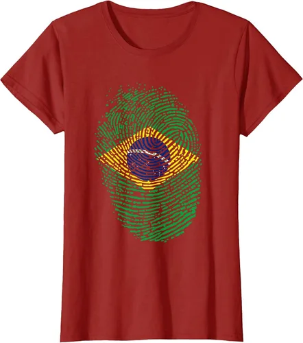 Vista 23 de Camiseta patriótica de la bandera brasileña con huella dactilar Asphalt Grey