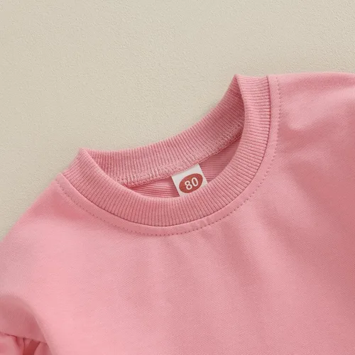 Vista 12 de Sudadera unisex de algodón de color sólido para bebé, camiseta de manga larga con cuello redondo