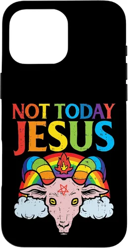 Vista 19 de Today Not Jesus Satan Goat Satanic Rainbow Satanism Gift Case for iPhone 17