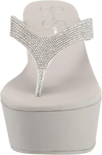 Vista 2 de Jessica Simpson Womens Stilla Rhinestone Flip-Flop Wedge Sandals
