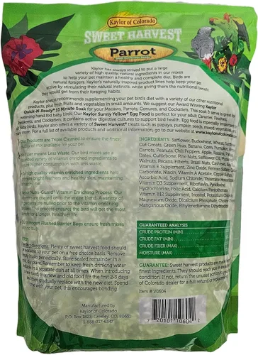 Vista 2 de Comida para pájaros loros (con semillas de girasol), bolsa de 4 libras, mezcla de semillas para una variedad de loros