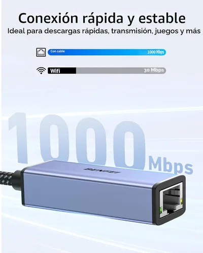 Vista 4 de BENFEI Adaptador USB 3.0 a Ethernet, Adaptador USB C a RJ45 de LAN Gigabit (1000Mbps), Compatible con MacBook/Pro/Air, Surface Pro, Windows